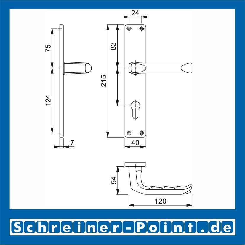 Hoppe London Aluminium Langschildgarnitur F1 Natur 113/202SP, 6675326, 6797278, 6675383, 6675425